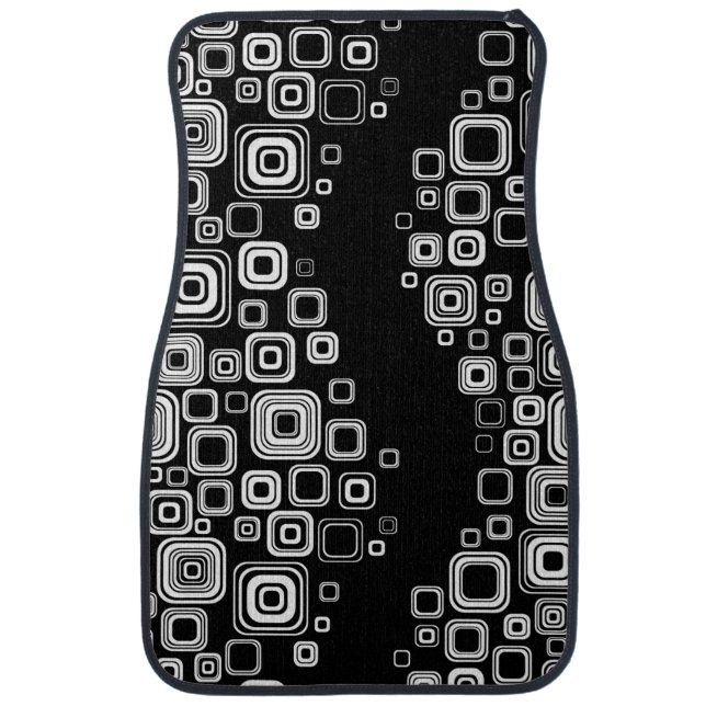 Retro black and white squares car mat (Front)