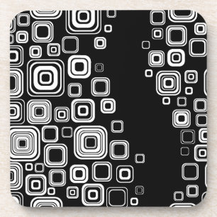 Retro black and white squares drink coaster