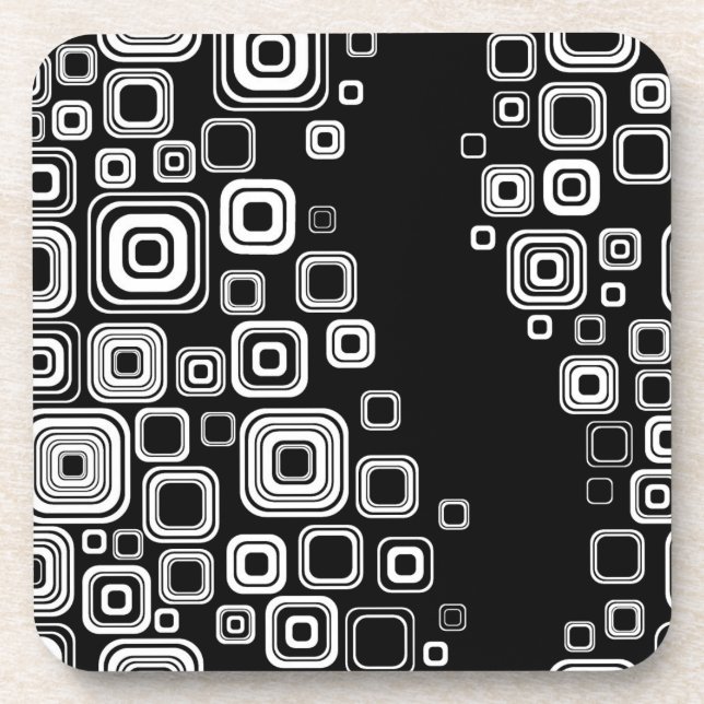 Retro black and white squares drink coaster (Front)