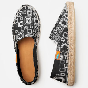 Retro black and white squares espadrilles