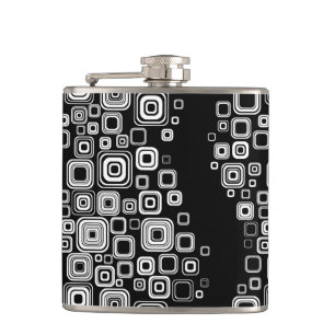 Retro black and white squares flask