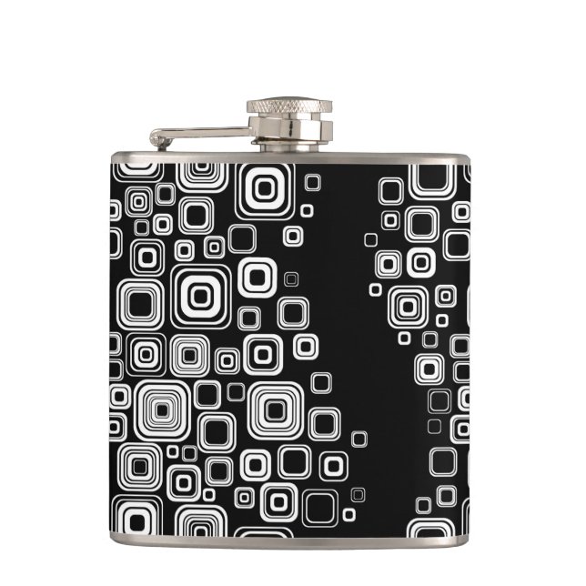 Retro black and white squares flask (Front)