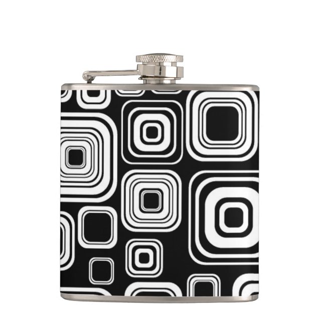 Retro black and white squares flask (Front)