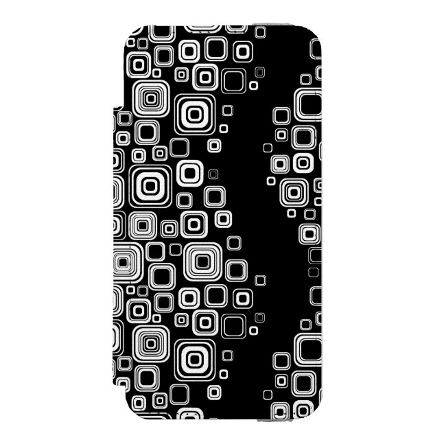 Retro black and white squares incipio iPhone wallet case (Folio Front)