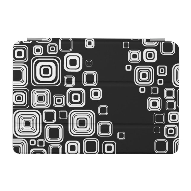 Retro black and white squares iPad mini cover (Horizontal)