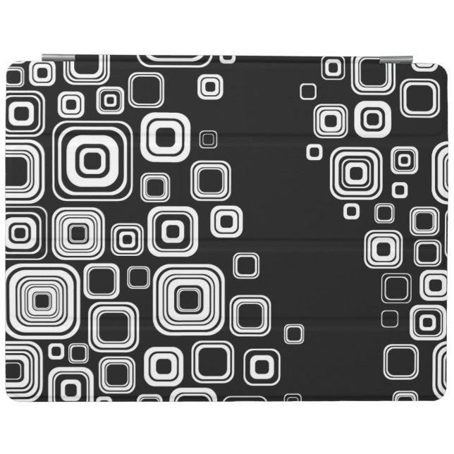 Retro black and white squares iPad smart cover (Horizontal)