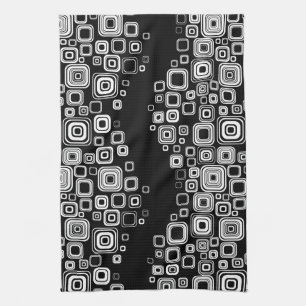 Retro black and white squares kitchen towel