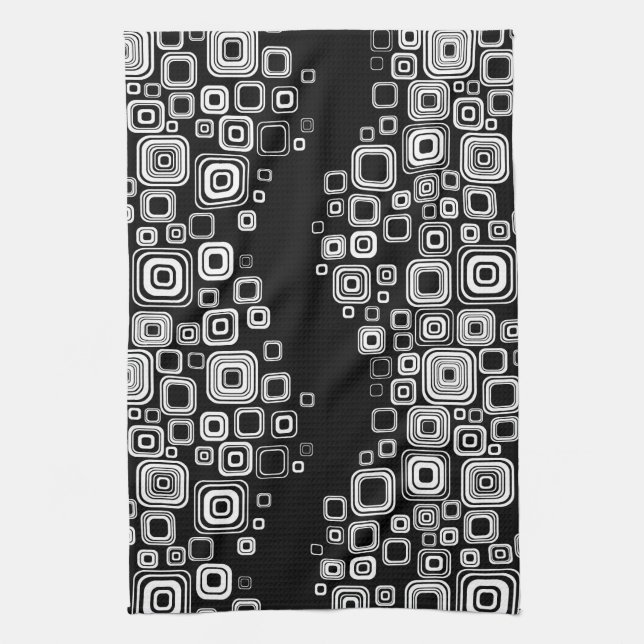 Retro black and white squares kitchen towel (Vertical)