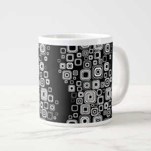 Retro black and white squares large coffee mug