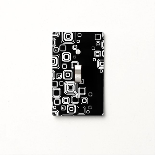 Retro black and white squares light switch cover (In Situ)