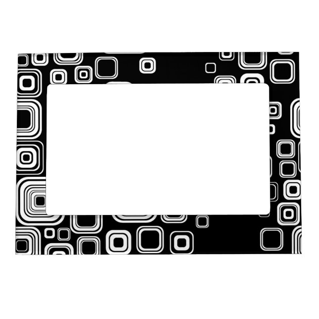 Retro black and white squares magnetic frame (Front)