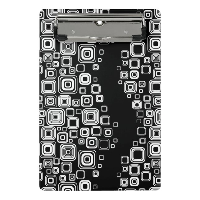 Retro black and white squares mini clipboard (Front)