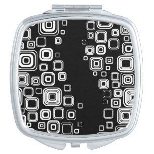 Retro black and white squares mirror for makeup