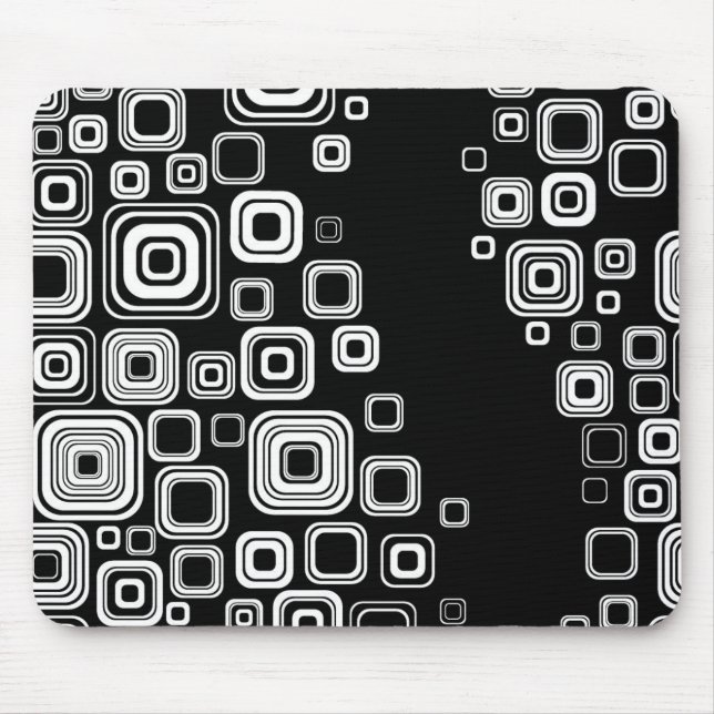 Retro black and white squares mouse pad (Front)
