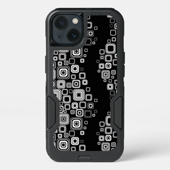 Retro black and white squares otterbox iPhone case (Back)