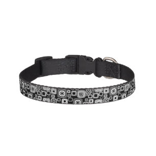 Retro black and white squares pet collar
