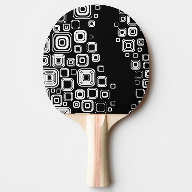 Retro black and white squares Ping-Pong paddle (Front)