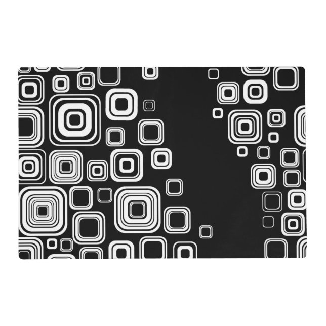 Retro black and white squares placemat (Front)