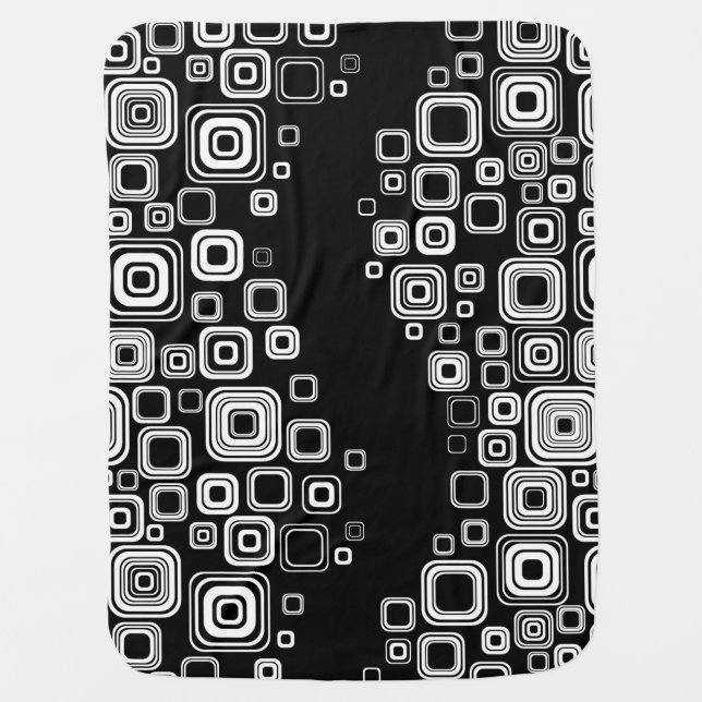 Retro black and white squares receiving blanket (Front)