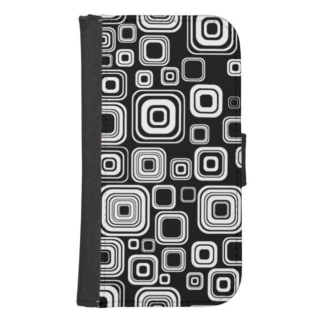 Retro black and white squares samsung galaxy wallet case (Front)