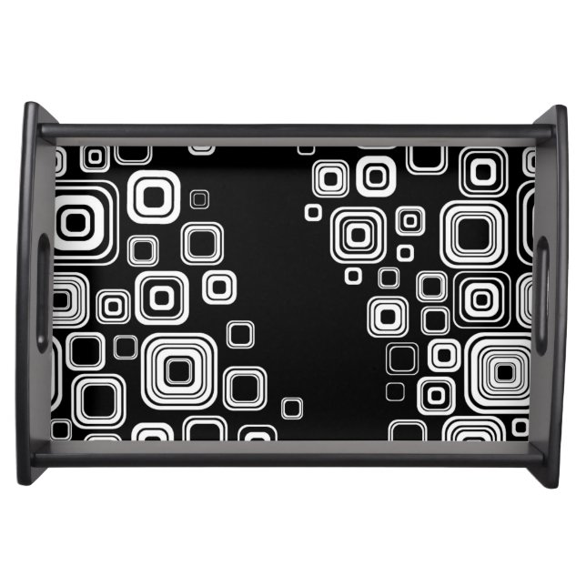 Retro black and white squares serving tray (Front)