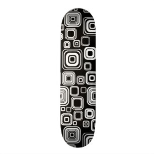 Retro black and white squares skateboard deck