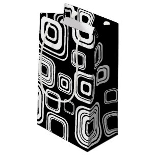 Retro black and white squares small gift bag