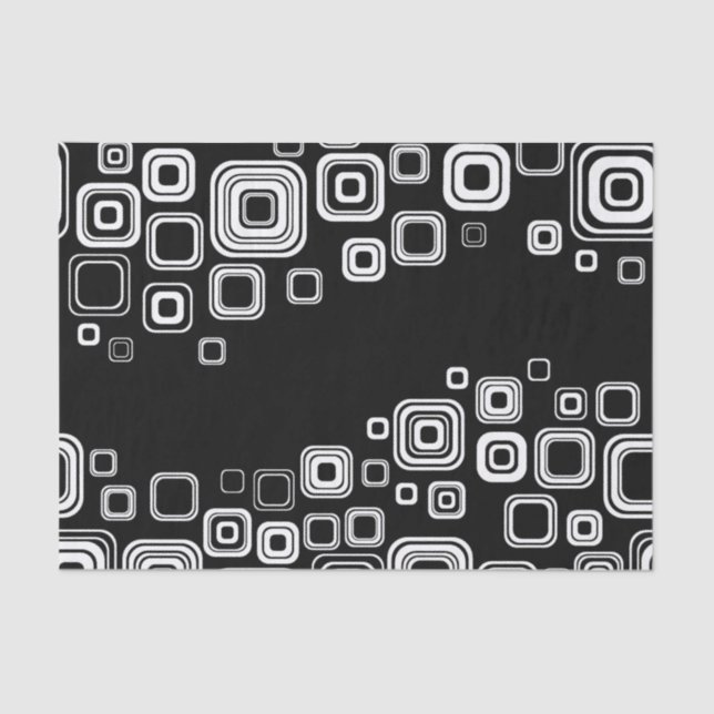 Retro black and white squares tissue paper (Front)
