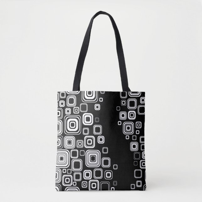 Retro black and white squares tote bag (Front)