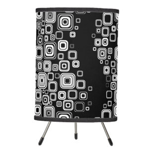 Retro black and white squares tripod lamp