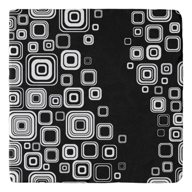 Retro black and white squares trivet (Front)