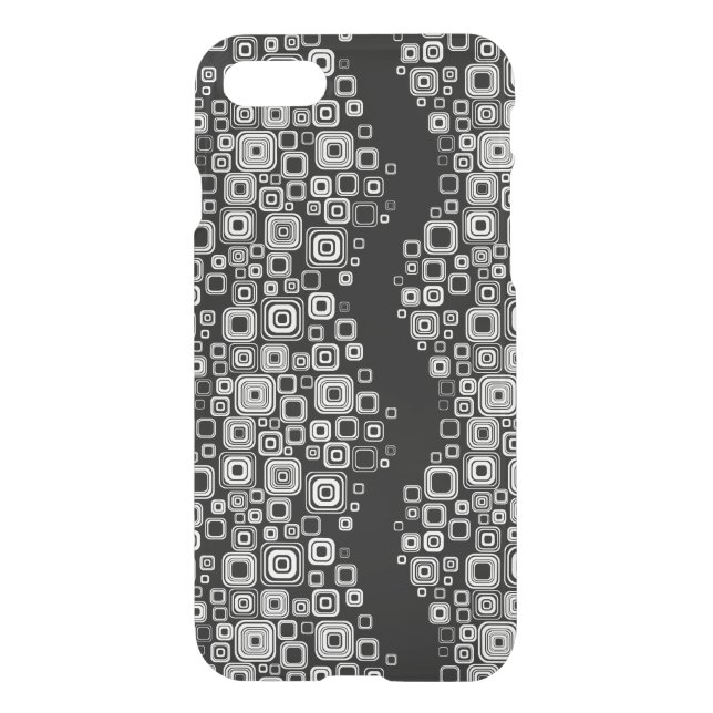 Retro black and white squares uncommon iPhone case (Back)
