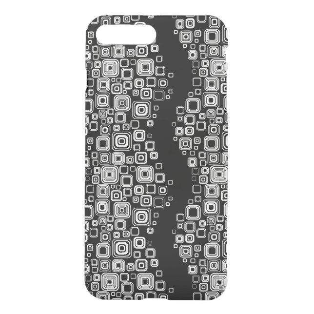 Retro black and white squares uncommon iPhone case (Back)