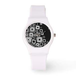 Retro black and white squares watch