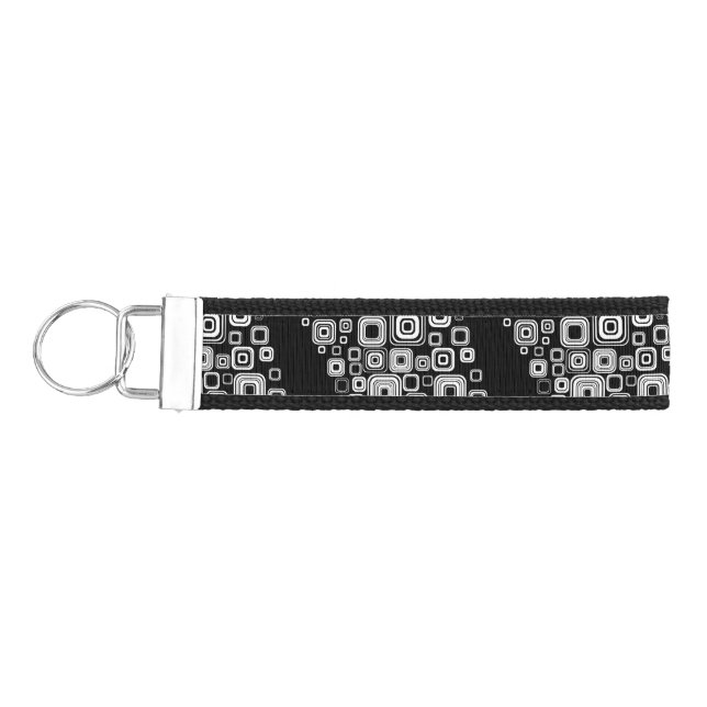 Retro black and white squares wrist keychain (Keys on Left)
