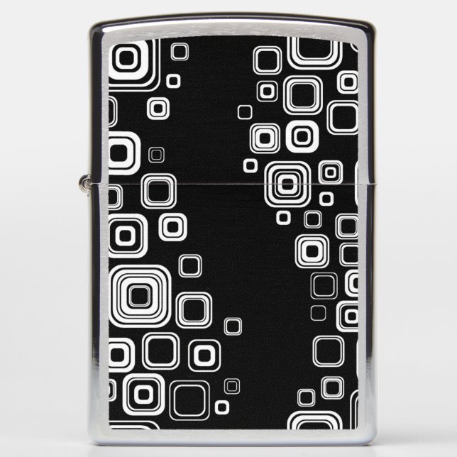Retro black and white squares zippo lighter (Front)