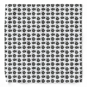 Retro Black and White Tiki Pattern Bandana