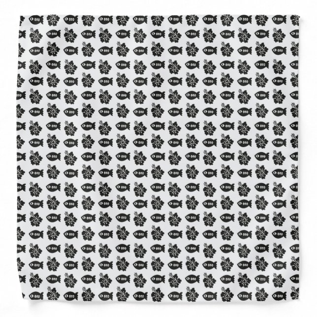 Retro Black and White Tiki Pattern Bandana (Front)