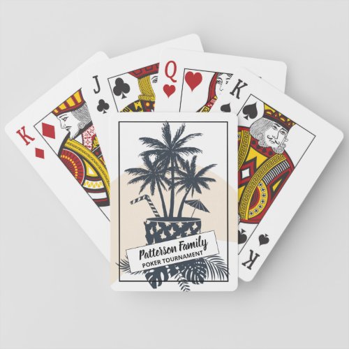Retro Black and White Tropical Drink Family Poker Poker Cards