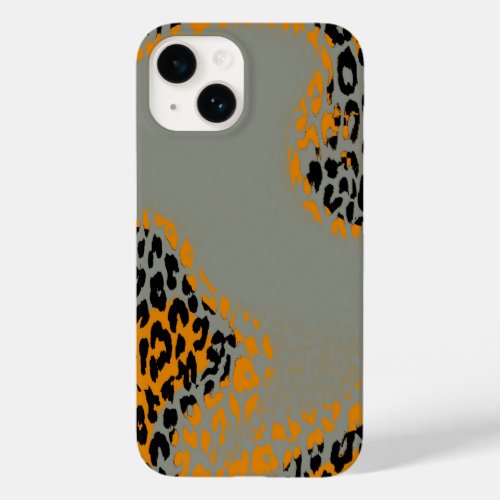 Retro black and yellow leopard print on gray Case_Mate iPhone 14 case