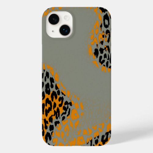 Retro black and yellow leopard print on gray Case_Mate iPhone 14 plus case