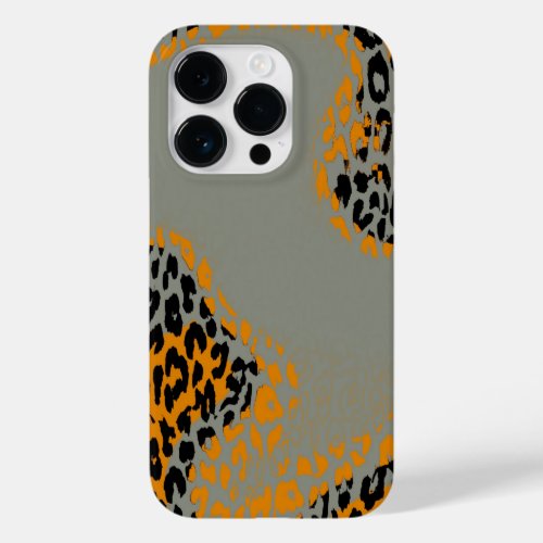 Retro black and yellow leopard print on gray Case_Mate iPhone 14 pro case