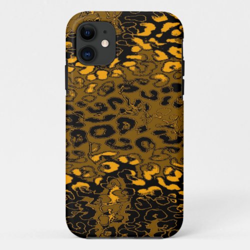 Retro Black and Yellow Leopard Print Skin iPhone 11 Case