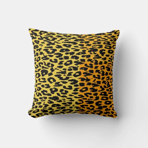 Retro Black and Yellow Leopard Print Throw Pillow