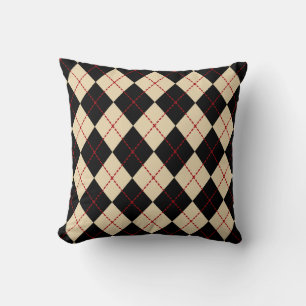 Retro Black Argyle Throw Pillow Gift Decor
