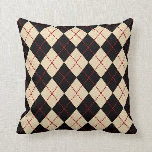 Retro Black Argyle Throw Pillow Gift Decor