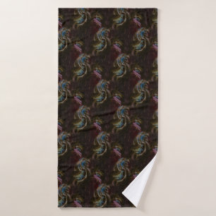 Retro Black Atomic Abstract Bath Towel
