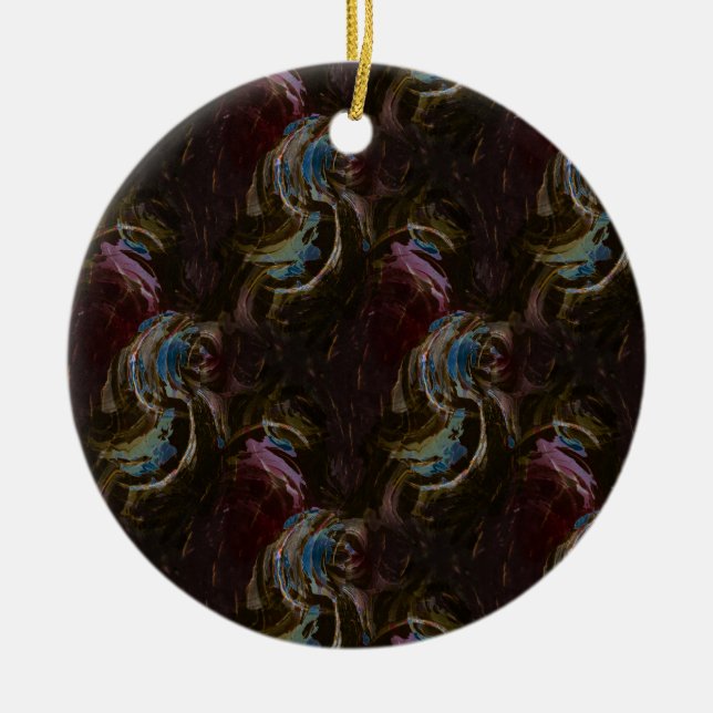 Retro Black Atomic Abstract Ceramic Ornament (Front)
