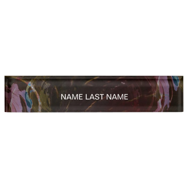 Retro Black Atomic Abstract Desk Name Plate (Front)