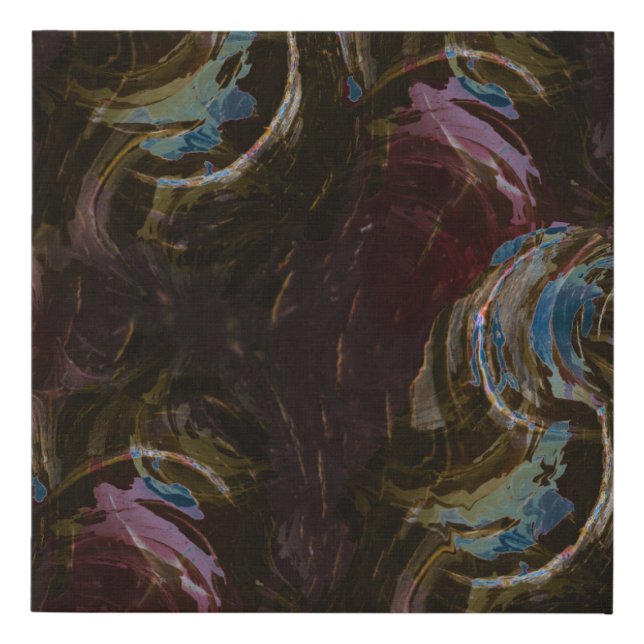 Retro Black Atomic Abstract Faux Canvas Print (Front)